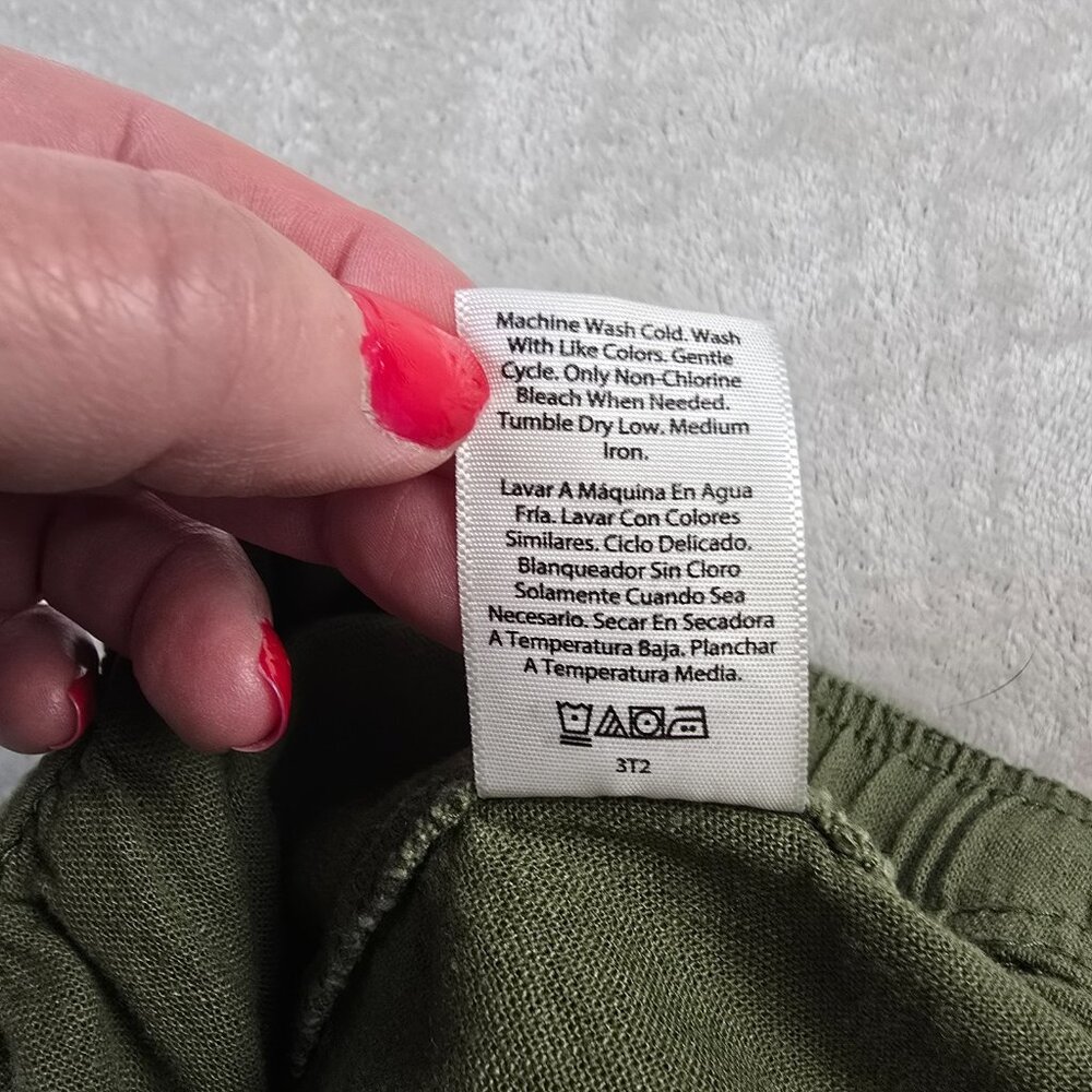 Time and Tru Linen Pants Womens Large 12-14 Olive Green Casual Straight Leg - Picture 9 of 11